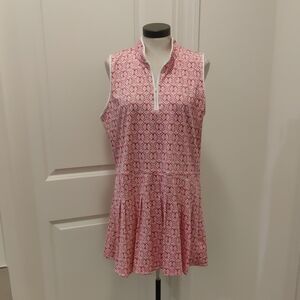 Sigrid Olsen Red Patterned Golf & Tennis Sleeveless Cottage Core Country Dress